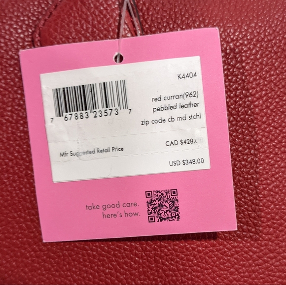 NWT Kate Spade red currant pebbled leather MD satchel - Picture 11 of 11